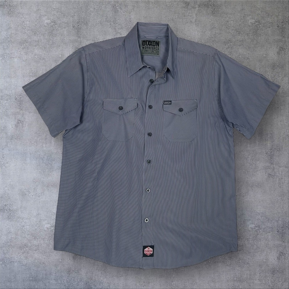 Dixxon WorkForce Form and Function Shirt Mens XL Gray Striped Short Sleeve